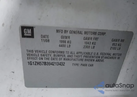 2009 Chevrolet Malibu Lt from USA, damaged, VIN 1G1ZH57B394213432